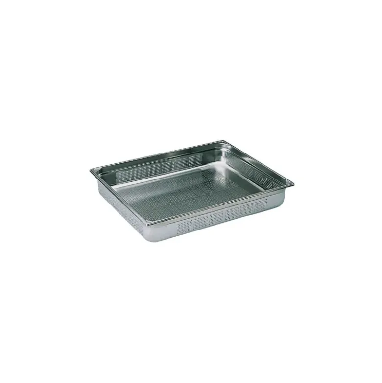 bac gastronorme perforé inox - sans anse - GN 2/1 profondeur 15 cm