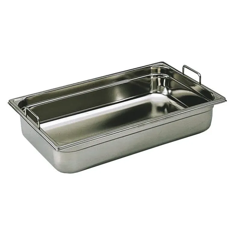 bac gastronorme plein inox - avec anses escamotables - GN 1/1 profondeur 5.5 cm