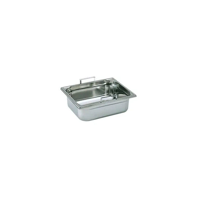 bac gastronorme plein inox - avec anses escamotables - GN 1/2 profondeur 10 cm