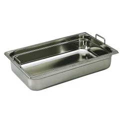 bac gastronorme plein inox - avec anses escamotables - GN 1/1 profondeur 15 cm