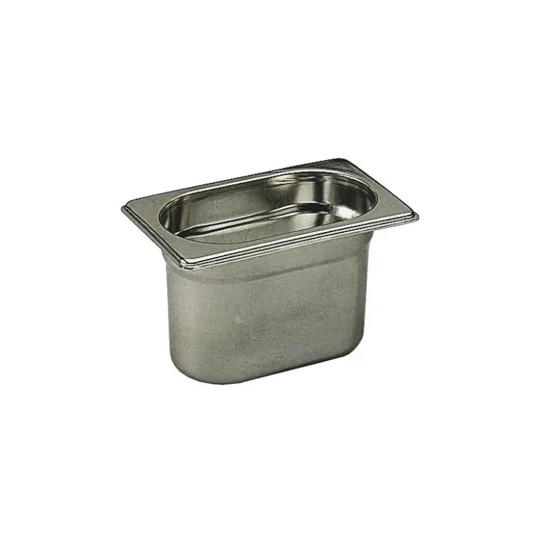 bac gastronorme plein inox - sans anse - GN 1/9 profondeur 10 cm