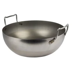 bassine à friture en tôle d'acier noire sans panier 32 cm