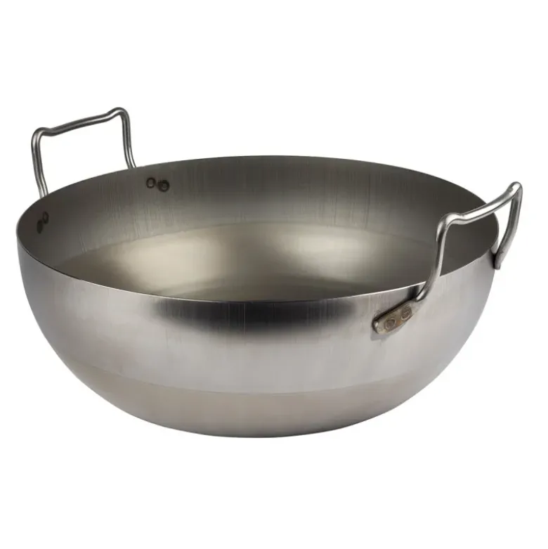 bassine à friture en tôle d'acier noire sans panier 45 cm