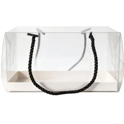 Boîte à gâteau rectangulaire transparente avec poignées