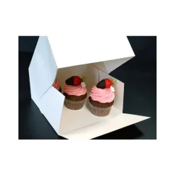 Boîte pâtissière carrée blanche - Hauteur 8 cm
