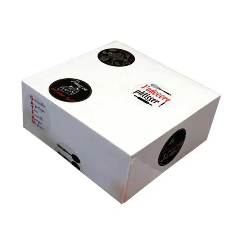 Boîte pâtissière carrée blanche à personnaliser - Hauteur 10 cm