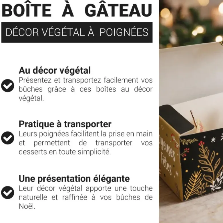 Boîtes à bûche à poignées au décor végétal (x 12)