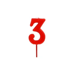 Bougie anniversaire chiffre 3 Rouge
