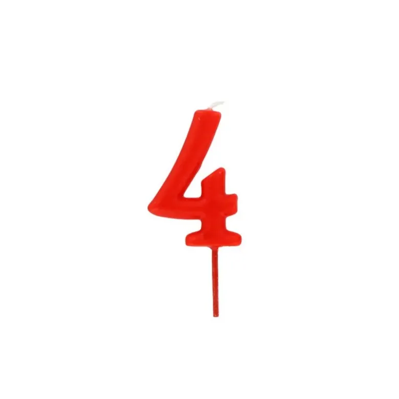 Bougie anniversaire chiffre 4 Rouge