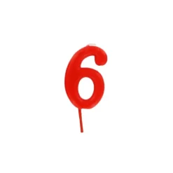 Bougie anniversaire chiffre 6 Rouge