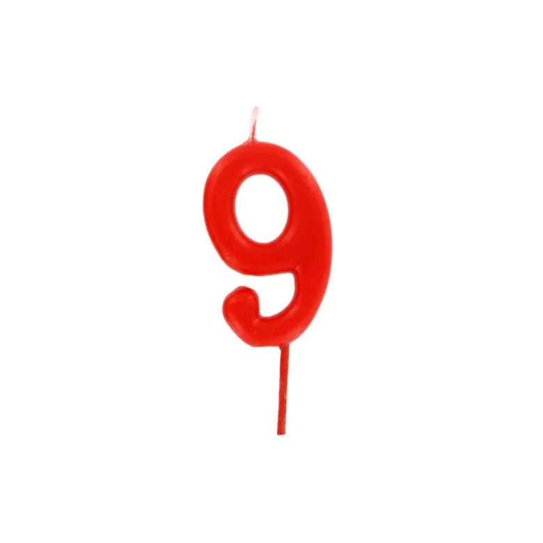 Bougie anniversaire chiffre 9 Rouge