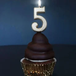 Bougie anniversaire dorée chiffre 5