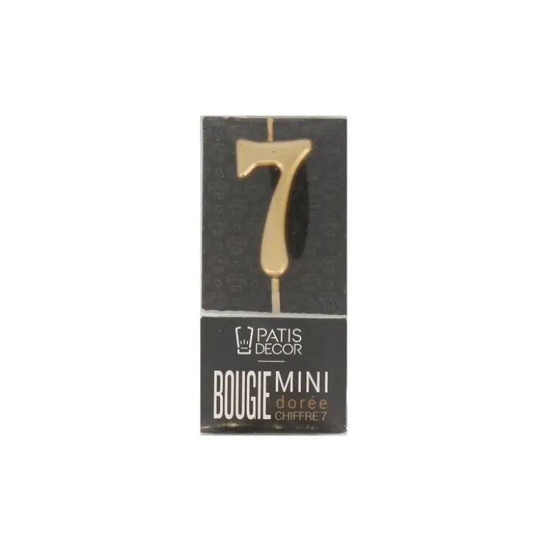 Bougie anniversaire dorée chiffre 7