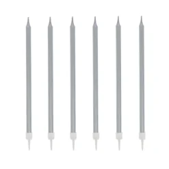 12 bougies argentées hautes 13 cm