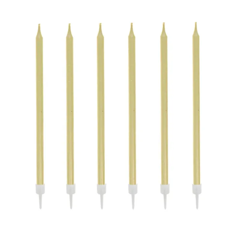 12 bougies dorées hautes 13 cm