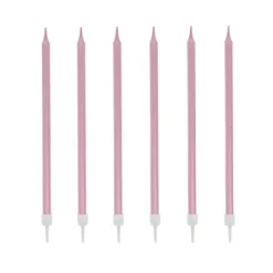 12 bougies roses hautes 13 cm