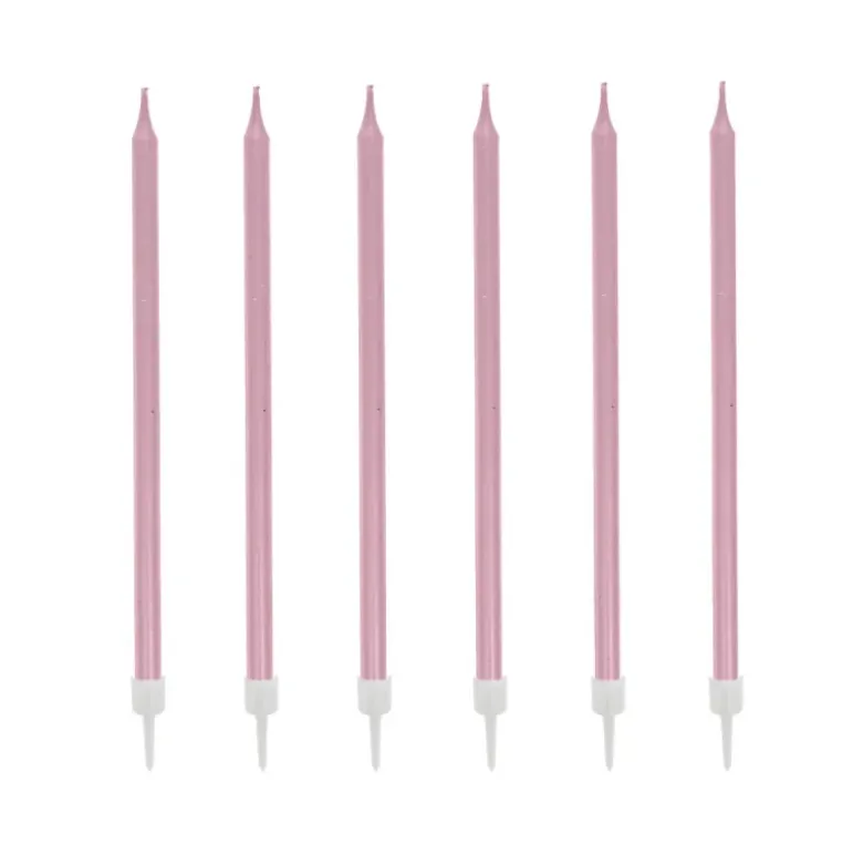12 bougies roses hautes 13 cm
