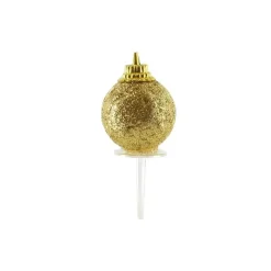 Boules de Noël dorées paillettes sur pique (x50)