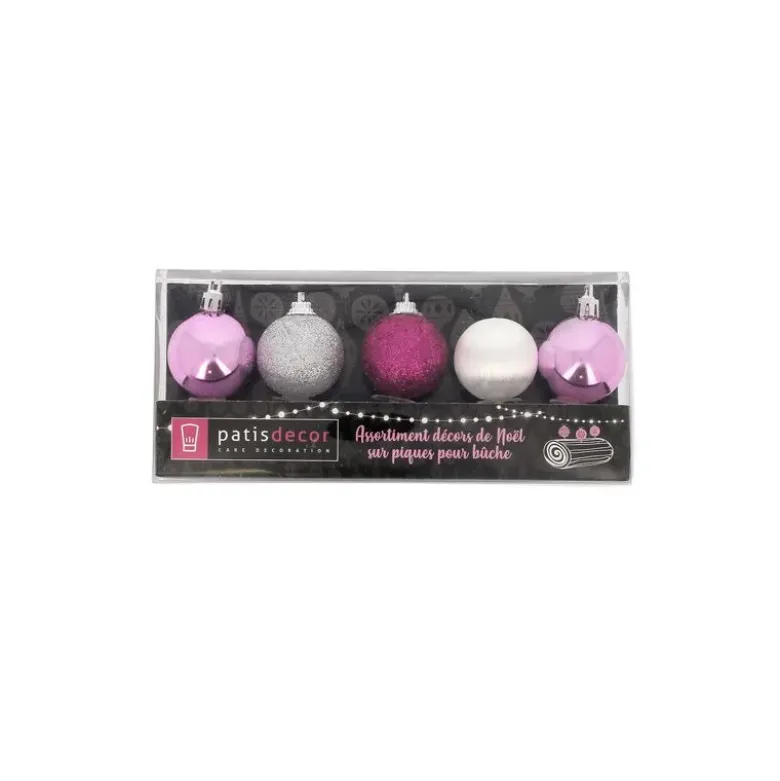 Boules de Noël sur pique assorties (x5)