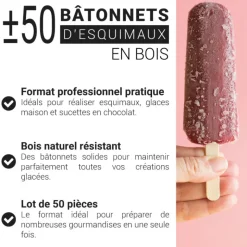 Bâtonnets d'esquimaux en bois (± 50)