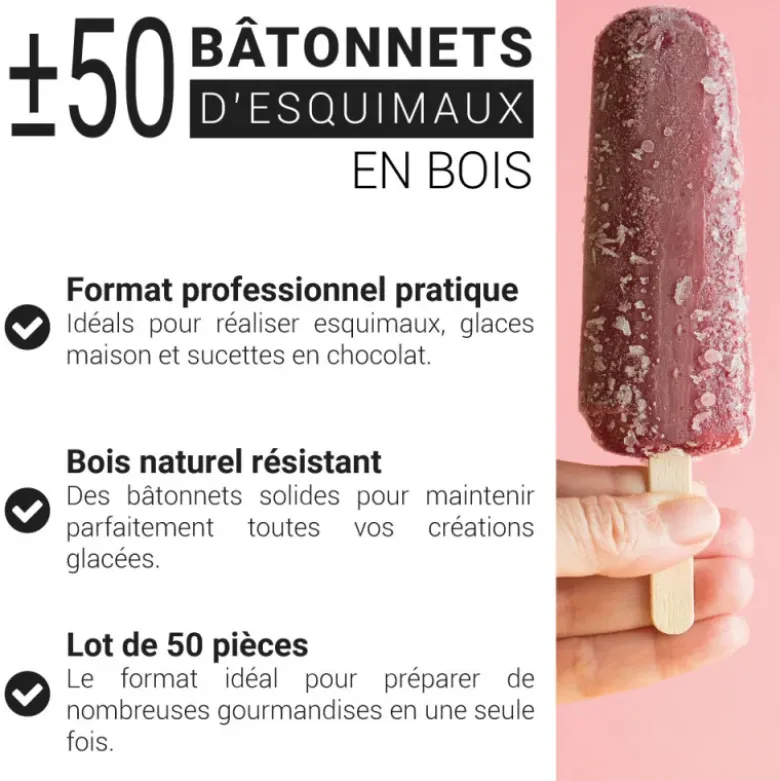 Bâtonnets d'esquimaux en bois (± 50)