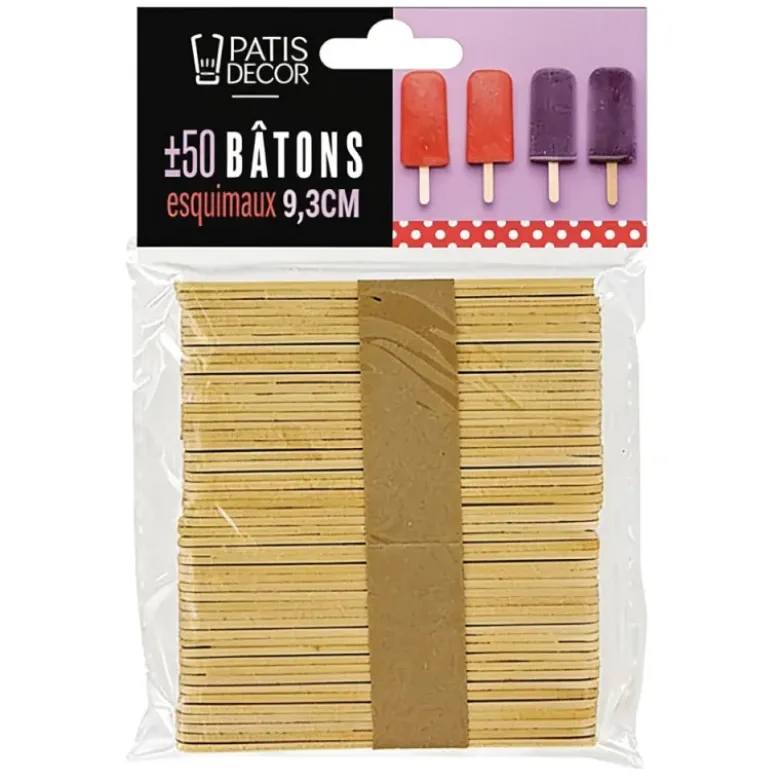 Bâtonnets d'esquimaux en bois (± 50)