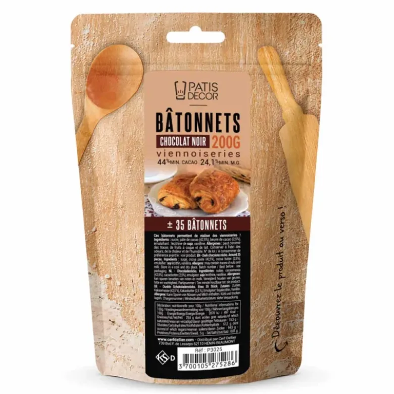 Bâtons de chocolat noir - 44% de cacao - 200g (x35)
