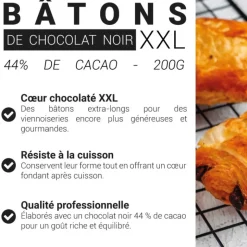 Bâtons de chocolat noir XXL - 44% de cacao - 200g (x20)
