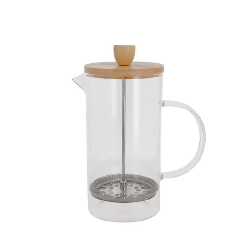 Cafetière à piston en verre couvercle bambou- 600 ml