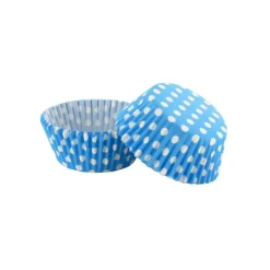 Caissettes cupcakes bleues à pois blancs (x50)