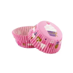 Caissettes cupcakes "Cupcakes fond rose" (x50)