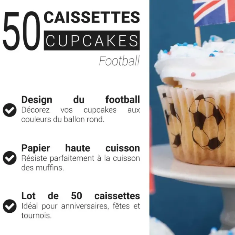Caissettes cupcakes "Football" (x50)
