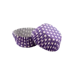 Caissettes cupcakes violettes à pois blancs (x50)