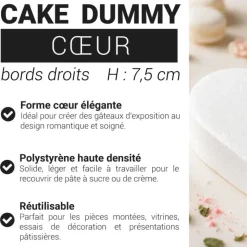 Cake dummy cœur à bords droits - Hauteur 7,5 cm