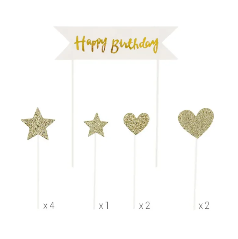 Cakes toppers "Happy birthday" 2 (x10)