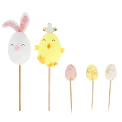 Cakes toppers lapin et poussin de Pâques (x5)