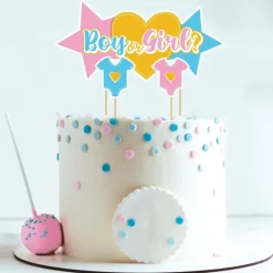 Cake topper assortis thème Gender reveal "Fille ou garçon"