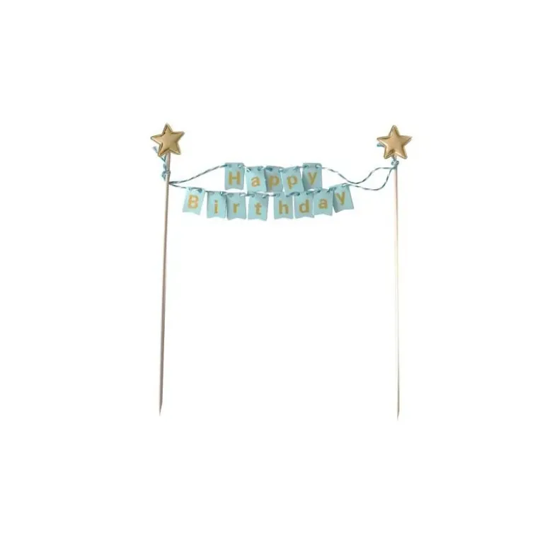 Cake topper bannière anniversaire bleu
