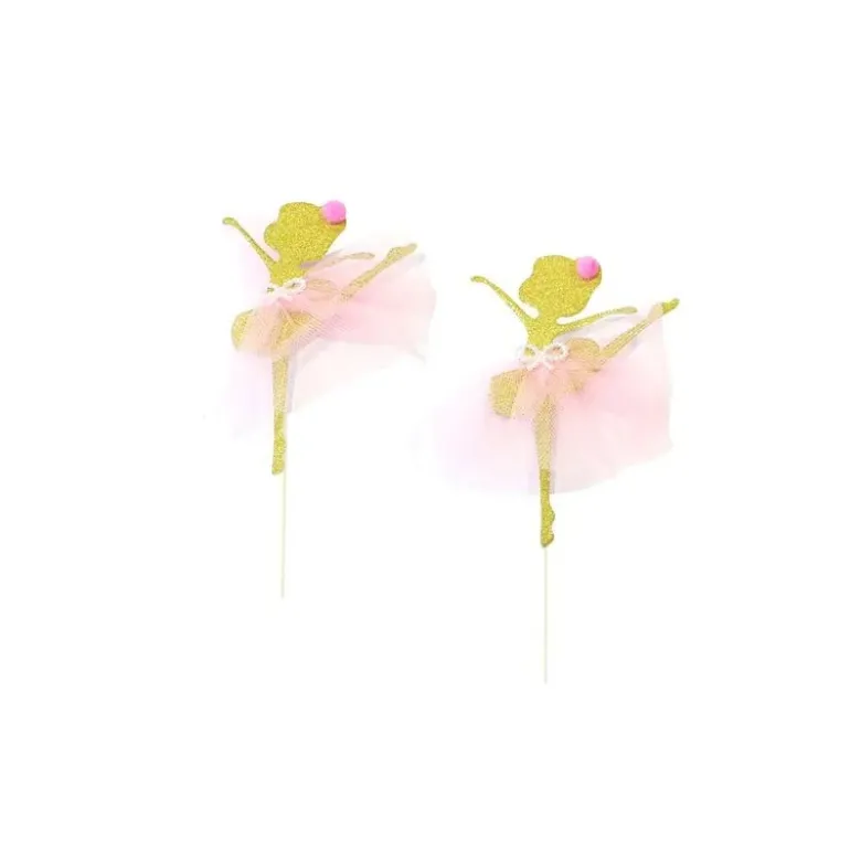 Cake topper danseuse dorée (x 2)