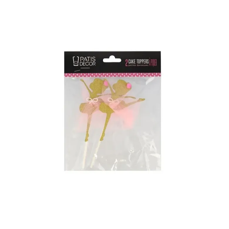 Cake topper danseuse dorée (x 2)