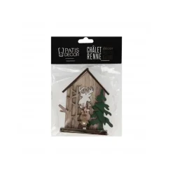 Cake topper en bois chalet de Noël Renne