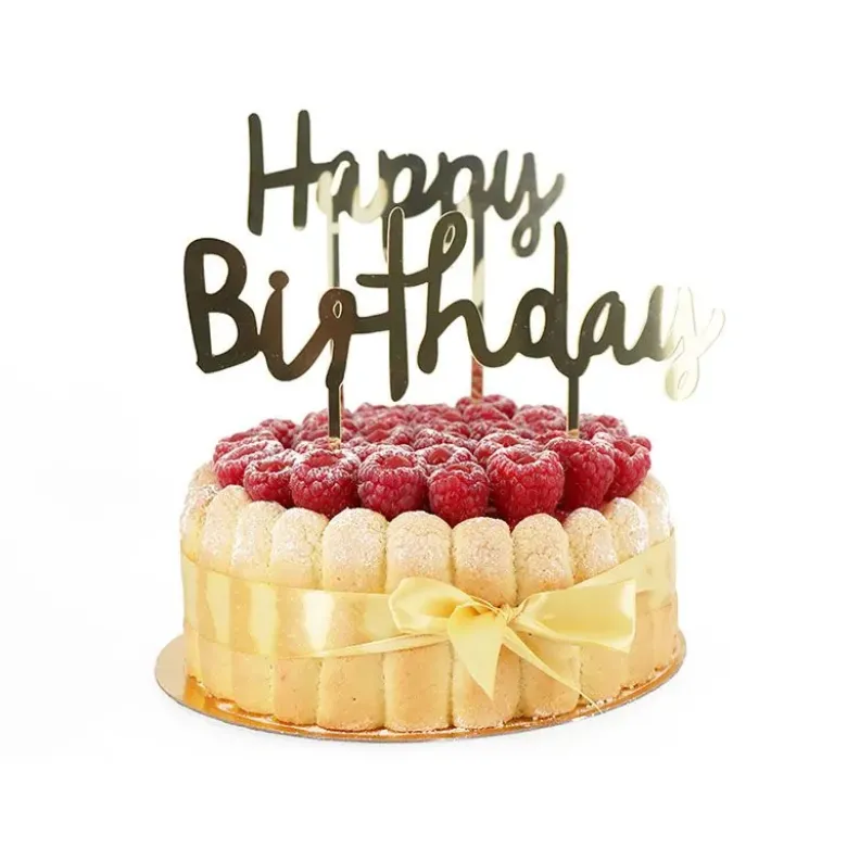 Cake Topper Happy Birthday doré