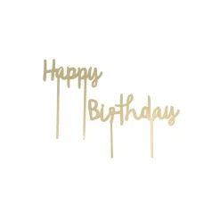 Cake Topper Happy Birthday doré