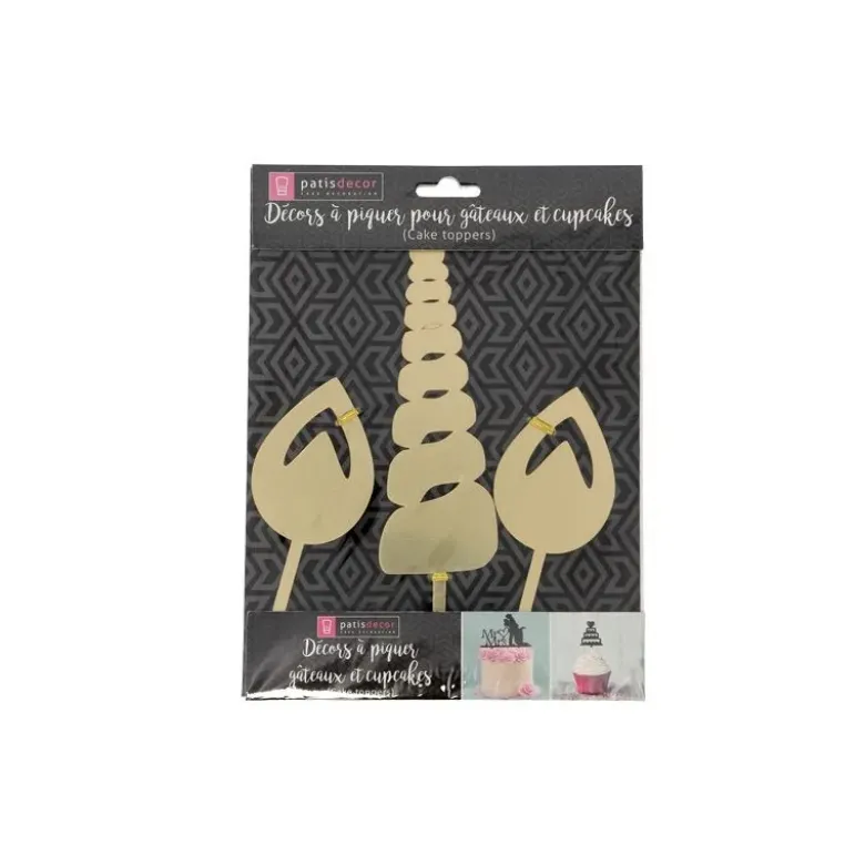 Cake Topper Licorne Dorés