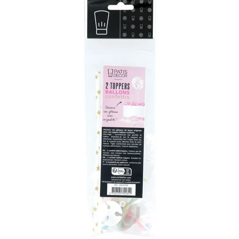 Cake toppers ballons & confettis (x2)
