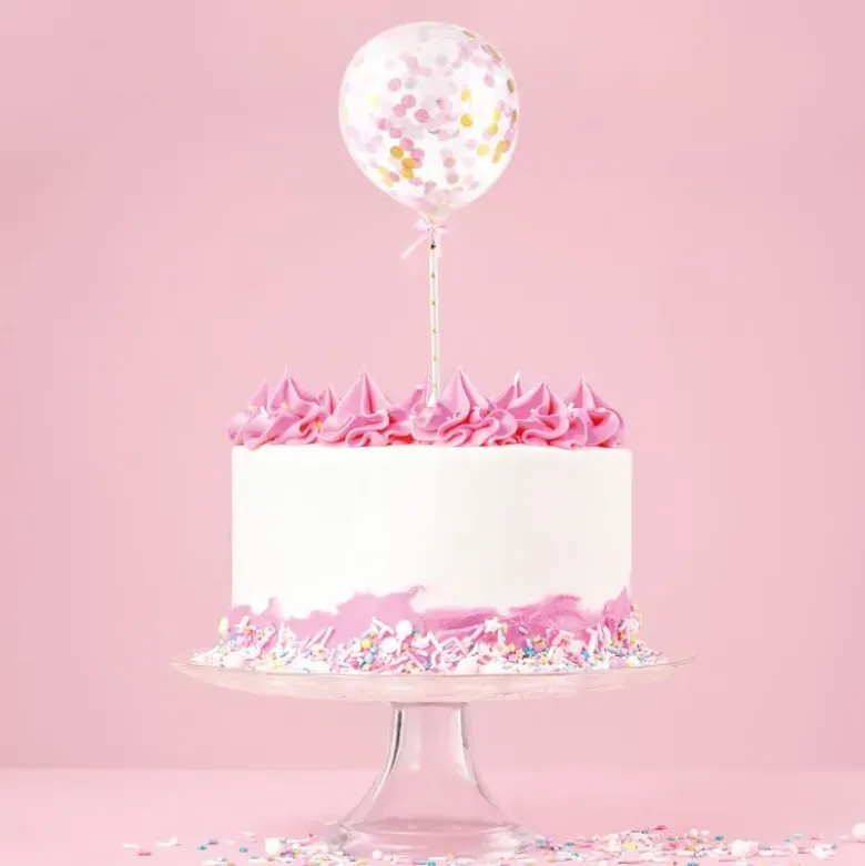 Cake toppers ballons & confettis (x2)