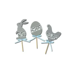 Cake toppers Pâques gris (x3)