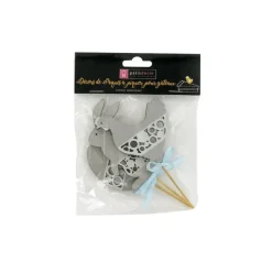 Cake toppers Pâques gris (x3)