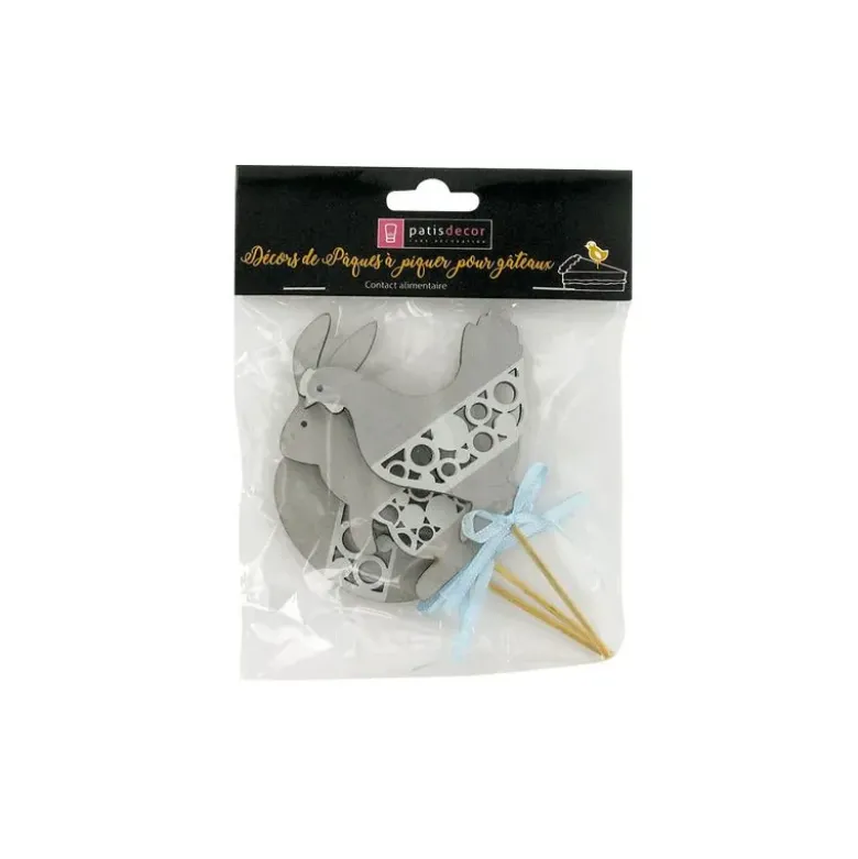 Cake toppers Pâques gris (x3)