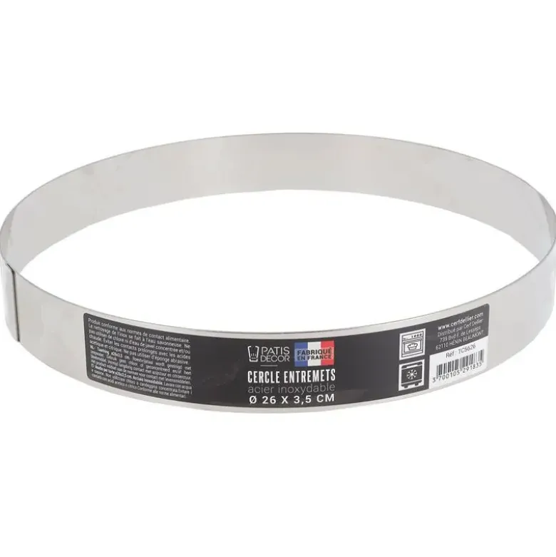 Cercle à entremets inox H 3,5 cm Ø 26 cm
